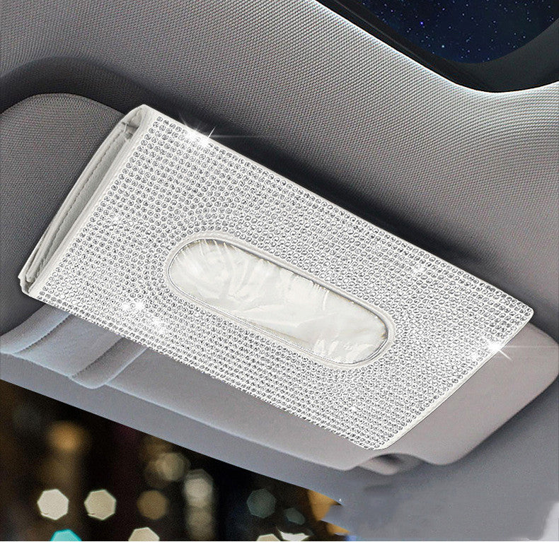 Diamond Hanging Sun Visor Car Tissue Box