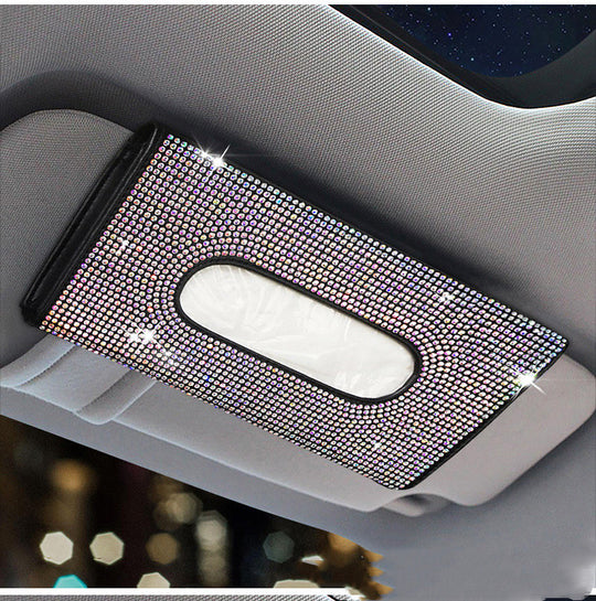 Diamond Hanging Sun Visor Car Tissue Box