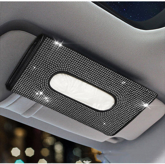 Diamond Hanging Sun Visor Car Tissue Box