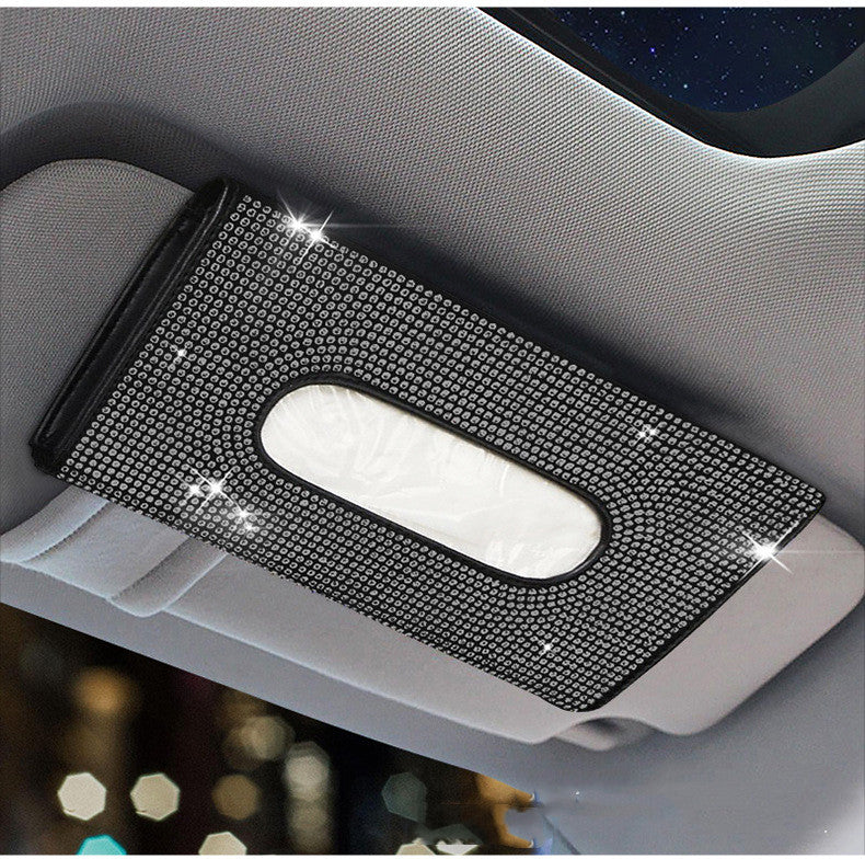 Diamond Hanging Sun Visor Car Tissue Box