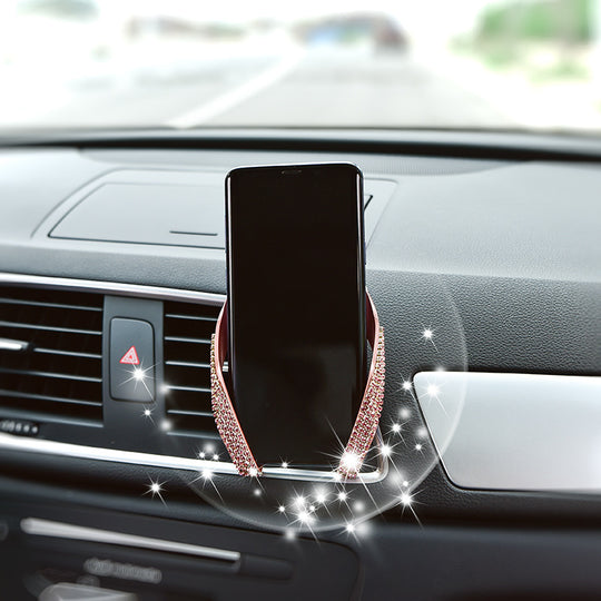 Diamond-Encrusted Car Mobile Phone Holder