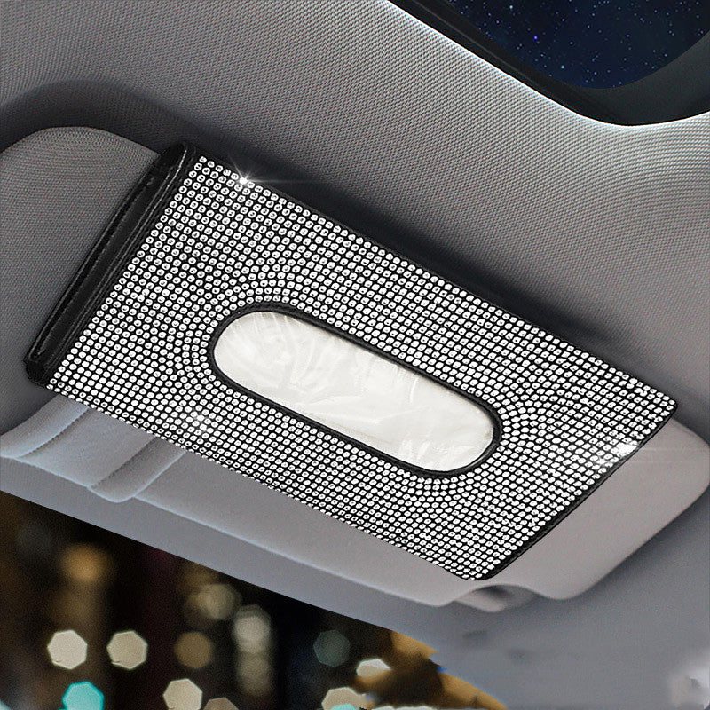 Diamond Hanging Sun Visor Car Tissue Box