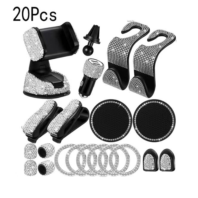 20 Piece Diamond Car Interior Accessories Set