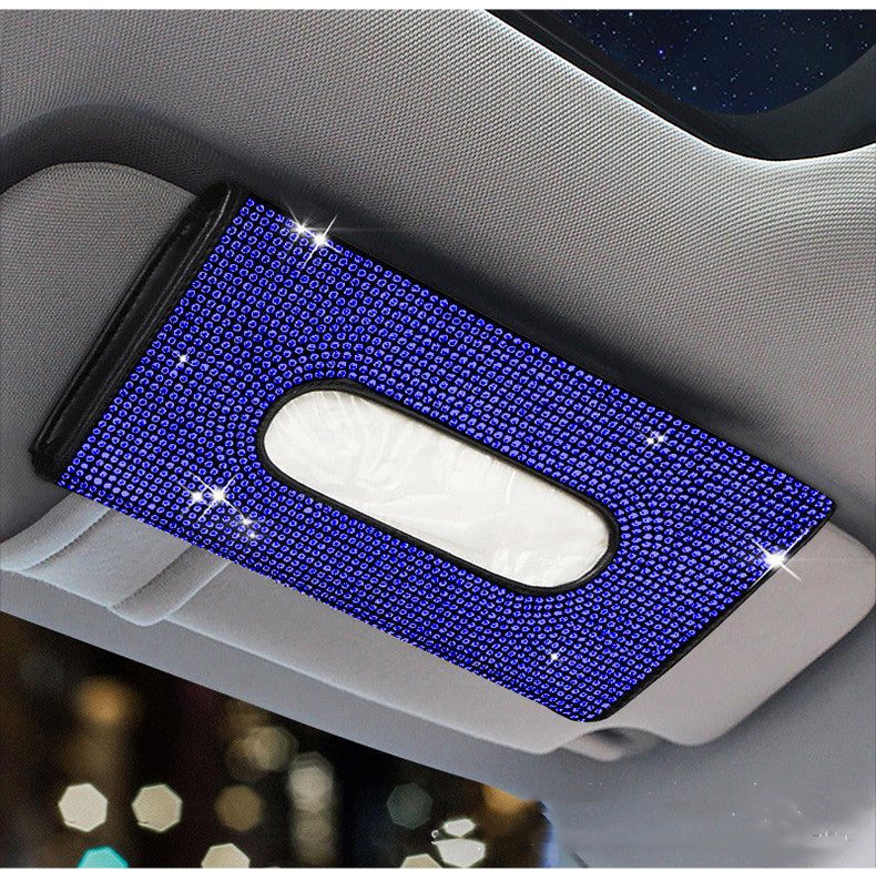 Diamond Hanging Sun Visor Car Tissue Box