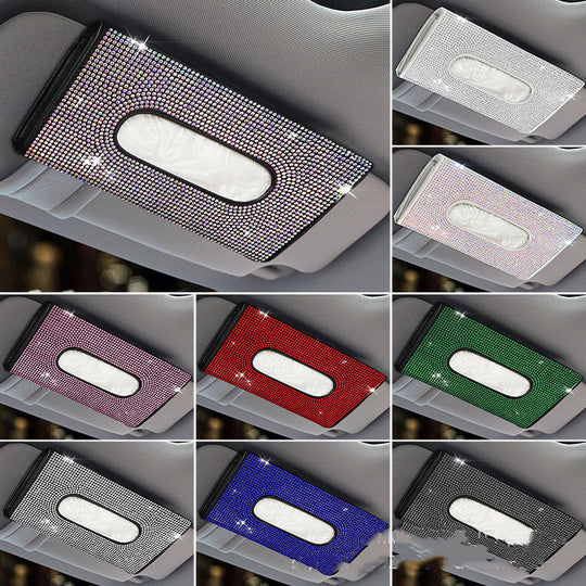 Diamond Hanging Sun Visor Car Tissue Box