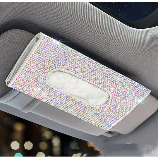 Diamond Hanging Sun Visor Car Tissue Box